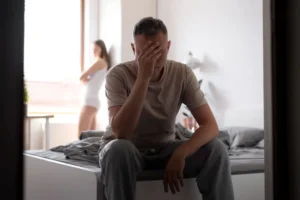 man frustrated with premature ejaculation