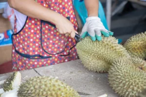 Understanding durian side effects: A close-up of durian fruit, highlighting potential health risks and safety precautions.